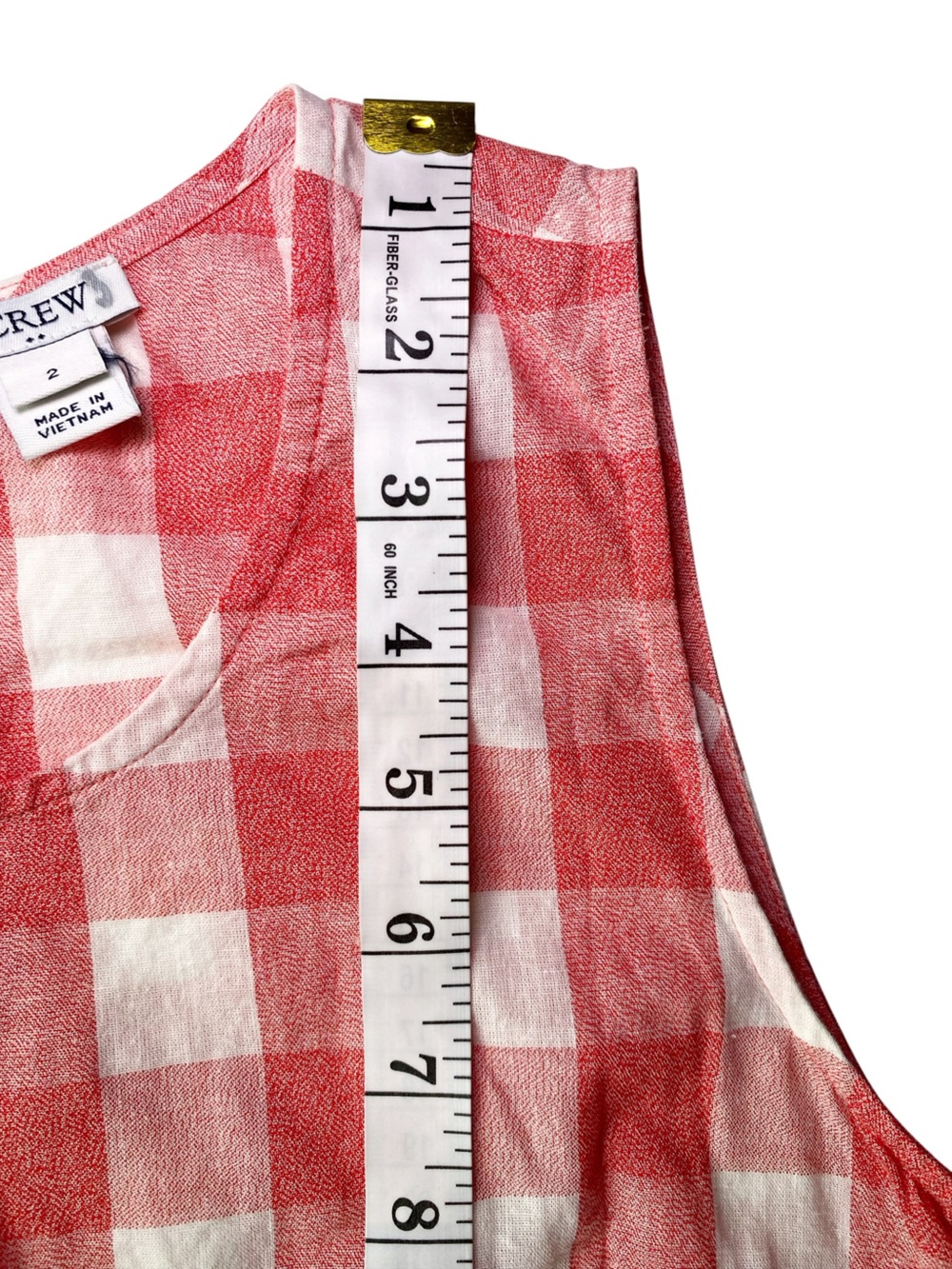 J.Crew Red Gingham Sleeveless Shell Top Side Tie Linen Blend Size 2 - Picture 12 of 14
